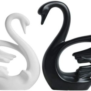 BESPORTBLE 2 Stücke Keramik Schwan Figur Porzellan Skulptur Moderne Statue Dekofigur Tierfiguren Hochzeit Wohnzimmer Tischdeko Büro Schreibtisch…
