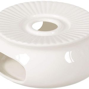 Buchensee Porzellan Stövchen Ø 14,5cm. Eleganter Teewärmer in fein-cremigem Weiß.
