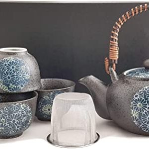 Original japanisches Teeservice KIKUMON Japan Teeset Porzellan in Geschenkbox Kanne 600 ml