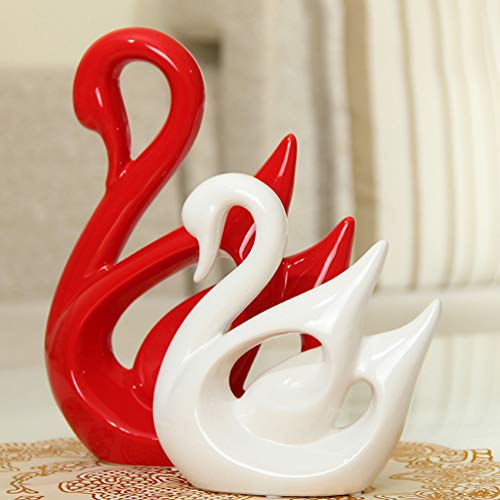 ♋ WINOMO 2 Stück Paar Schwan Figur Ornament Porzellan Keramik