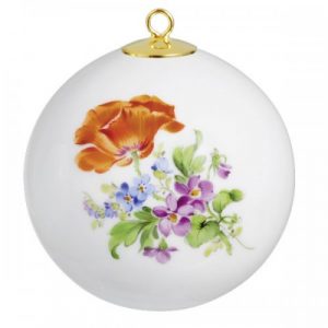 Meissen Christbaumkugel mit Blumen Feuermohn