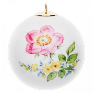Meissen Christbaumkugel Vintage Blume Heckenrose