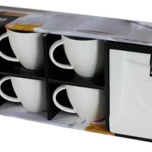 AMBITION Kaffeeservice Kaffee Set Porzellan Eckig Weiß Tassen Untertasse Kubiko 12 Tlg.