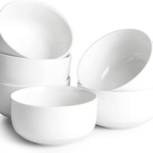 DOWAN Müslischale Porzellan 650ml, Salatschüssel, Suppenschale, Schüssel Set für Salat, Suppen, Ramen, Obst usw. 6 tlg. Set, Weiß