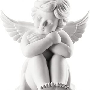 Engel klein Weiß matt Engel sitzend 6 cm