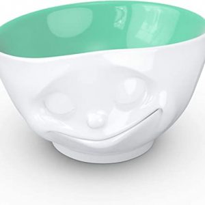 FIFTYEIGHT PRODUCTS / Tassen / Schale „Glücklich“ (Porzellan, 500ml, weiß, innen Mint, Made in Germany)