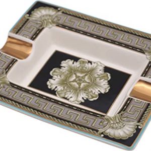 GERMANUS Zigarrenascher aus echtem Porzellan – Goldene Rose