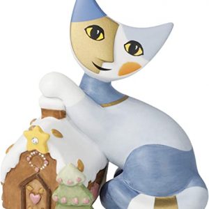 Goebel X-Mas Rosina Wachtmeister Katzen-Figur Casa di pan di zenzero aus Porzellan Mehrfarbig, Maße: 8,5cm x 5,5cm x 10cm, 31-400-50-1