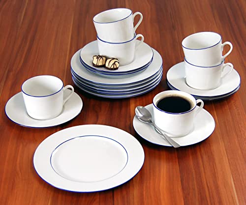 ♋ Retsch Arzberg Kaffeeservice Heike BLAURAND/Set 18teilig für 6 Personen/ Porzellan weiß mit blauem Rand/klassisch runde Form/Maritimes Flair -...  Porzellan Geschirr kaufen auf