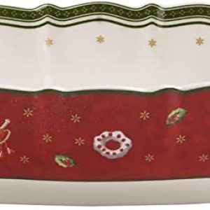 Villeroy und Boch Toy’s Delight Eckige Servierschale, Premium Porzellan, Weiß/Rot