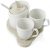 Brandani 54609 Kaffeeservice aus Porzellan und natürlichem Bambus, quadratisch, 3-teilig, Weiß