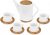 Deerfield Bambus Porzellan Teeservice 9-teilig, Geschenk Set, Teekanne 1000ml mit 4 Teetassen und Untersetzern, modernes Design, Teeliebhaber