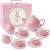 Jewelkeeper – Porzellan Teeservice für kleine Mädchen, Kindergeschirr Spielküche, 13-teilig – Rosa Polka Tupfen Design