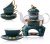 Teeservice Set Classic-Stil Blühende Tee Set Bleifreier Teekanne aus Glas(650 ml) mit Porzellan stövchen für losen Tee, mit abnehmbare Keramik-Sieb…
