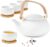 ZENS Teekanne Porzellan Set, Teeservice Chinesisch Keramik mit Sieb für Losen Tee, 800ml Matt Weiß Japanische kanne & 4 Tasse 130ml mit Modern…